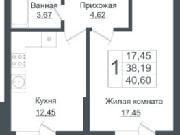 Продается 1-комнатная квартира ЖК Зеленый театр, литера 1, 40.6  м², 5688060 рублей