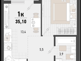 Продается 1-комнатная квартира ЖК Барса, 4Б литер, 35.1  м², 10971031 рублей