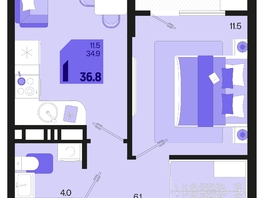 Продается 1-комнатная квартира ЖК Первое место, квартал 1.10 литер 1, 36.8  м², 5299200 рублей