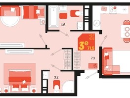 Продается 3-комнатная квартира ЖК Первое место, квартал 1.10 литер 1, 71.5  м², 9152000 рублей