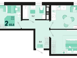 Продается 2-комнатная квартира ЖК Первое место, квартал 1.3, литер 2, 65.8  м², 9870000 рублей