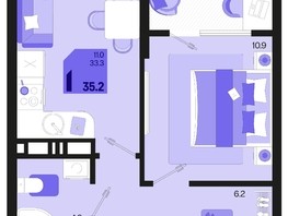 Продается 1-комнатная квартира ЖК Первое место, квартал 1.1, литер 2, 35.2  м², 5040640 рублей