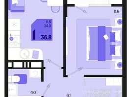 Продается 1-комнатная квартира ЖК Первое место, квартал 1.2, литер 2, 36.8  м², 5380160 рублей