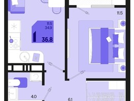 Продается 1-комнатная квартира ЖК Первое место, квартал 1.2, литер 1, 36.8  м², 5913760 рублей