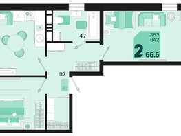 Продается 2-комнатная квартира ЖК Первое место, квартал 1.1, литер 2, 66.6  м², 8458200 рублей