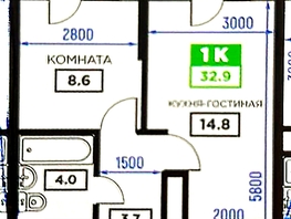 Продается 1-комнатная квартира Домбайская ул, 33  м², 3900000 рублей