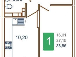 Продается 1-комнатная квартира ЖК Хорошая погода, литера 1, 40.75  м², 6092125 рублей