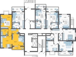 Продается 2-комнатная квартира ЖК Горный квартал, литера 4, 60.5  м², 16123250 рублей