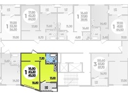 Продается 1-комнатная квартира ЖК Горгиппия, литера 2, 45.5  м², 8945300 рублей