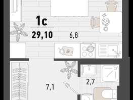 Продается 1-комнатная квартира ЖК Барса, 4В литер, 29.1  м², 9027256 рублей