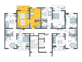 Продается 1-комнатная квартира ЖК Горный квартал, литера 6, 48  м², 16747200 рублей