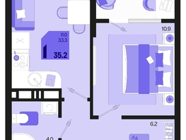 Продается 1-комнатная квартира ЖК Первое место, квартал 1.3, литер 2, 35.2  м², 5040640 рублей