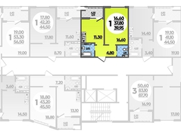 Продается 1-комнатная квартира ЖК Горгиппия, литера 2, 39.95  м², 7499999 рублей