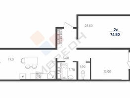 Продается 2-комнатная квартира Мачуги В.Н. ул, 69.9  м², 8600000 рублей