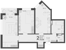 Продается 2-комнатная квартира ЖК Светский лес, литер 4, 69.23  м², 29491980 рублей