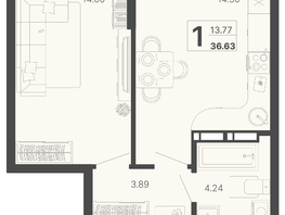 Продается 1-комнатная квартира ЖК Светский лес, литер 4, 36.63  м², 14102550 рублей