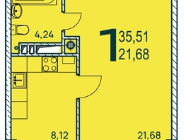 Продается 1-комнатная квартира ЖК Две реки, 35.81  м², 6732280 рублей