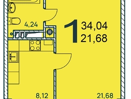 Продается 1-комнатная квартира ЖК Две реки, 35.65  м², 6702200 рублей