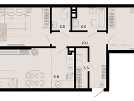 Продается 3-комнатная квартира ЖК Хозяин морей, литер 1, 81.3  м², 24796500 рублей