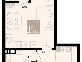 Продается 1-комнатная квартира ЖК Хозяин морей, литер 1, 33  м², 11253000 рублей