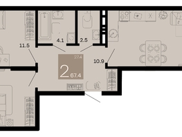 Продается 2-комнатная квартира ЖК Хозяин морей, литер 2, 67.4  м², 20085200 рублей