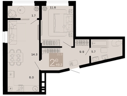 Продается 2-комнатная квартира ЖК Хозяин морей, литер 2, 49.2  м², 14036760 рублей