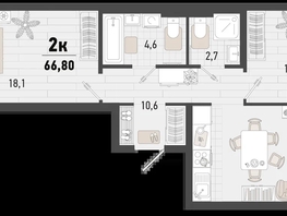 Продается 2-комнатная квартира ЖК Барса, 4В литер, 66.8  м², 15971880 рублей