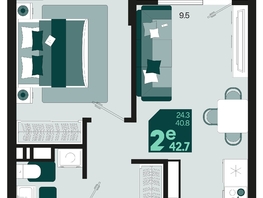 Продается 2-комнатная квартира ЖК Первое место, квартал 1.4, литер 1, 42.7  м², 6703900 рублей