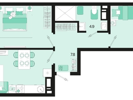 Продается 2-комнатная квартира ЖК Первое место, квартал 1.4, литер 2, 59.9  м², 9584000 рублей