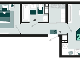 Продается 2-комнатная квартира ЖК Первое место, квартал 1.4, литер 2, 46.6  м², 6803600 рублей