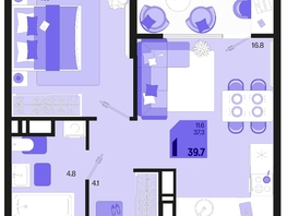 Продается 1-комнатная квартира ЖК Первое место, квартал 1.4, литер 2, 39.7  м², 5875600 рублей