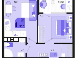 Продается 1-комнатная квартира ЖК Первое место, квартал 1.5, литер 1, 35.5  м², 5325000 рублей