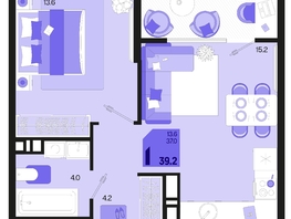 Продается 1-комнатная квартира ЖК Первое место, квартал 1.5, литер 1, 39.2  м², 6311200 рублей