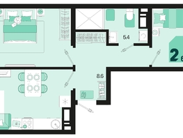 Продается 2-комнатная квартира ЖК Первое место, квартал 1.5, литер 1, 60.3  м², 8019900 рублей