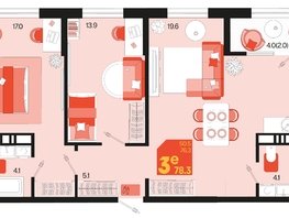 Продается 3-комнатная квартира ЖК Первое место, квартал 1.5, литер 1, 78.3  м², 12136500 рублей