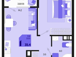 Продается 1-комнатная квартира ЖК Первое место, квартал 1.5, литер 1, 35.4  м², 5416200 рублей