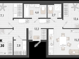 Продается 3-комнатная квартира ЖК Барса, 3В литер, 85.1  м², 21674970 рублей