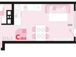 Продается 1-комнатная квартира ЖК Первое место, квартал 1.3, литер 2, 28.8  м², 4291200 рублей