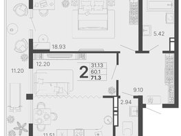 Продается 2-комнатная квартира ЖК Светский лес, литер 3, 65.7  м², 29959200 рублей