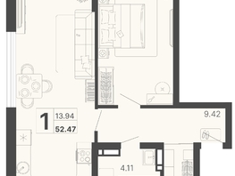 Продается 1-комнатная квартира ЖК Светский лес, литер 3, 52.47  м², 24136200 рублей