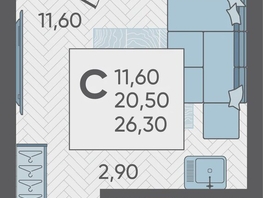 Продается 1-комнатная квартира Тепличная ул, 26.3  м², 9186590 рублей