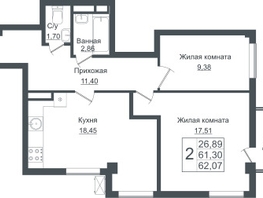 Продается 2-комнатная квартира ЖК Клубный квартал Европа 6, литера 2, 62.69  м², 9303196 рублей