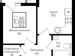 Продается 1-комнатная квартира ЖК Клубный квартал Европа 6, литера 7, 31  м², 6640200 рублей