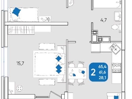 Продается 2-комнатная квартира ЖК Любимово, 12 квартал литер 1, 65  м², 6750623 рублей