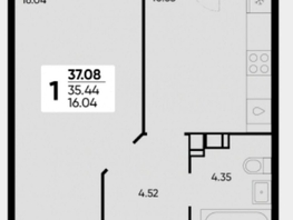 Продается 1-комнатная квартира Григория Булгакова ул, 37.1  м², 5200000 рублей