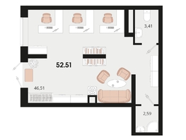 Продается Офис ЖК Родные просторы, литера 14, 52.51  м², 13127500 рублей