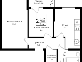 Продается 2-комнатная квартира ЖК Клубный квартал Европа 6, литера 7, 51.2  м², 9547776 рублей