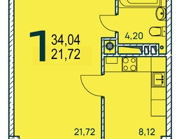 Продается 1-комнатная квартира ЖК Две реки, 34.59  м², 6468330 рублей