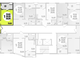 Продается 1-комнатная квартира ЖК Горгиппия, литера 2, 56.5  м², 10989250 рублей