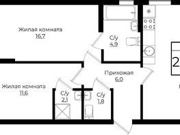 Продается 2-комнатная квартира ЖК Клубный квартал Европа 6, литера 6, 69.8  м², 12869724 рублей